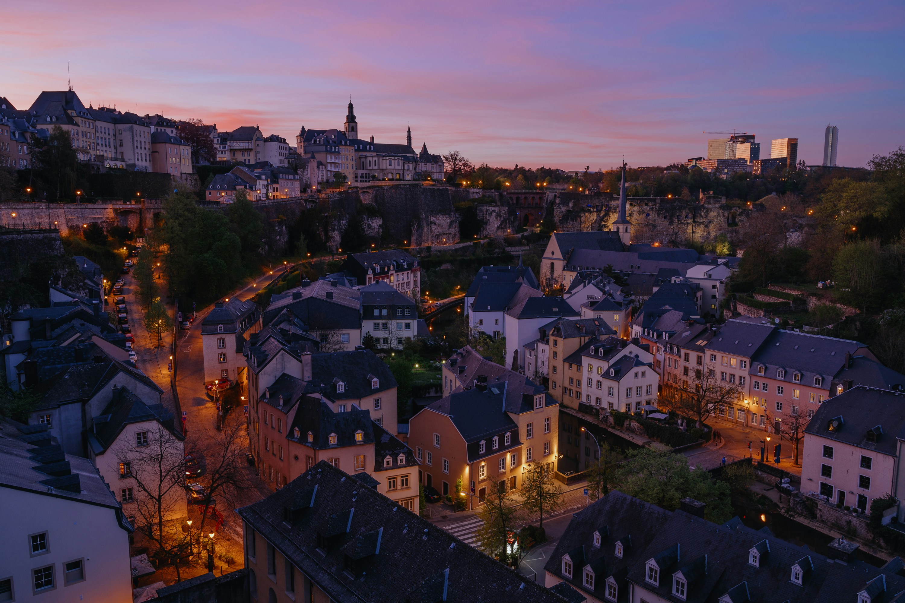 Luxembourg City at dusk